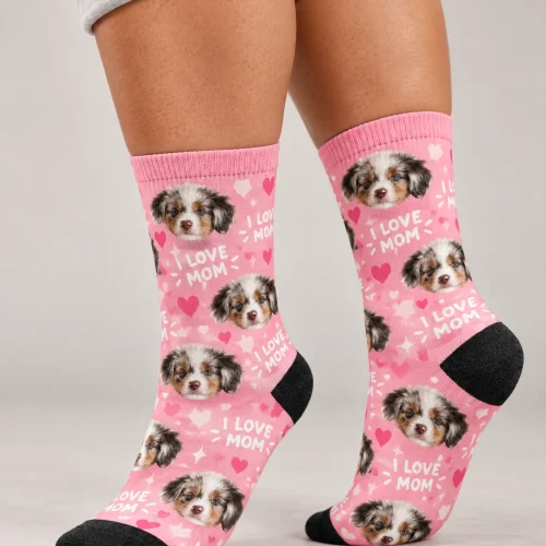 Personalized Socks for Women with Your Pet, I Love Mom
