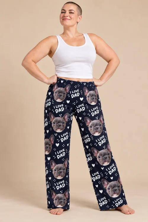 Women's I Love Dad Pajama Pants with Your Pet's Face