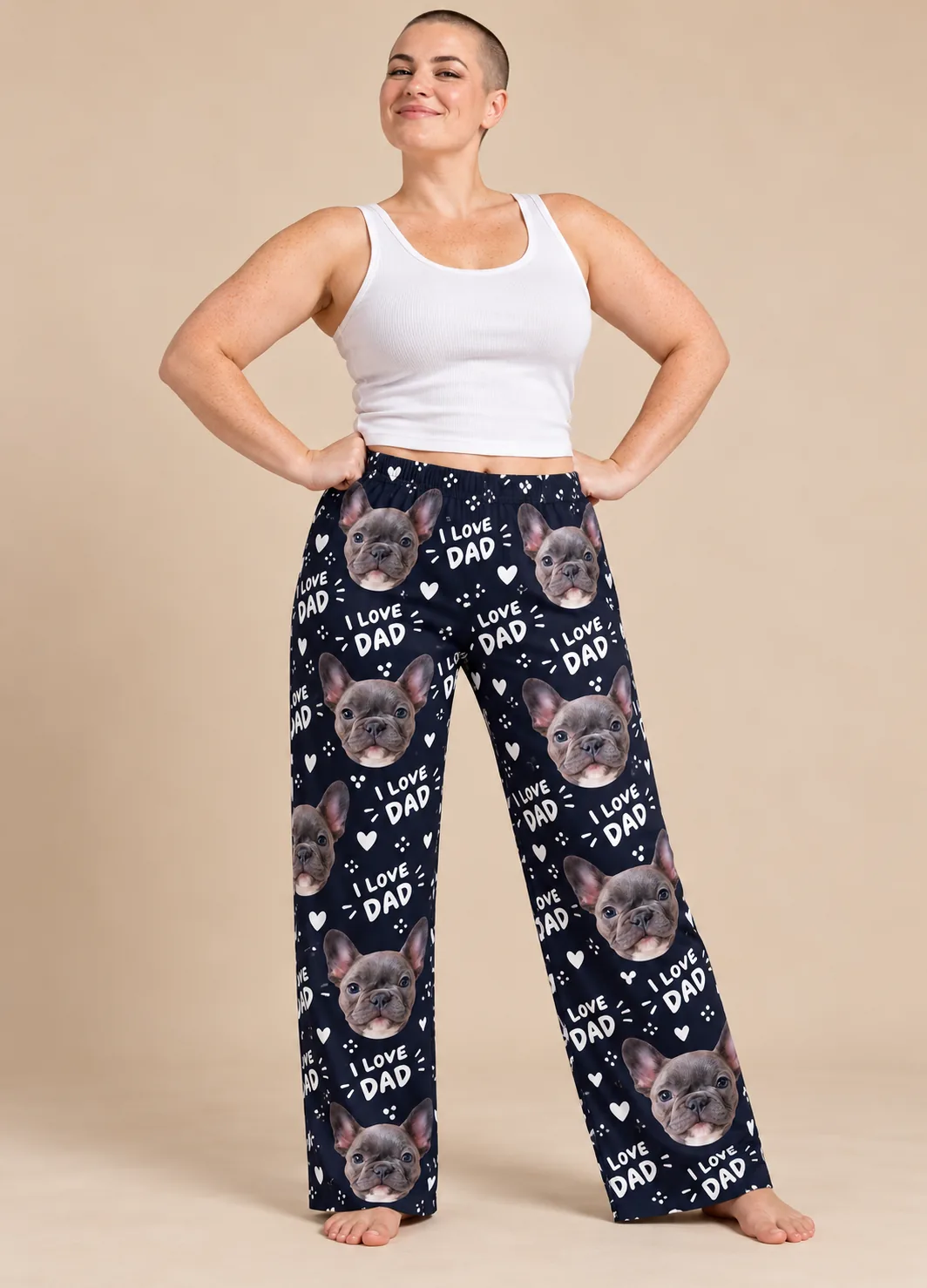 Women's I Love Dad Pajama Pants with Your Pet's Face