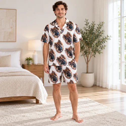 Men's Custom Pet Face Short Pajama Set