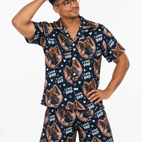 Men's I Love Dad Pajama Set with Your Pet's Face