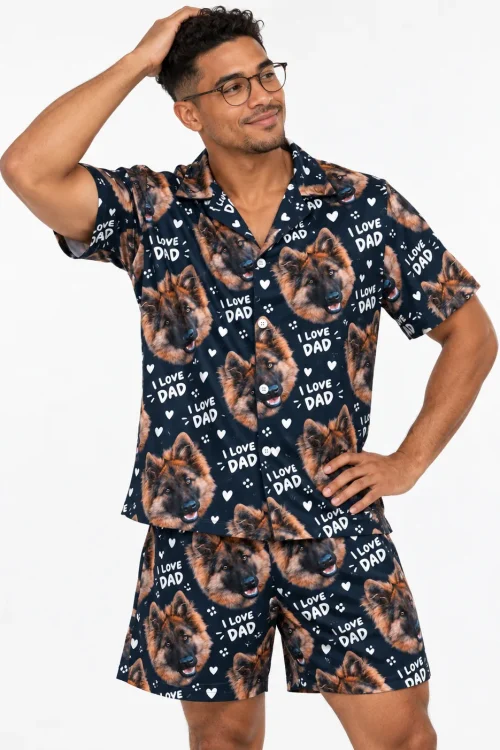 Men's I Love Dad Pajama Set with Your Pet's Face