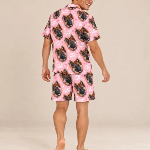Men's I Love Mom Pajama Set with Your Pet's Face