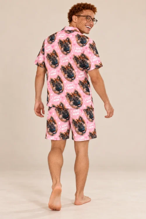 Men's I Love Mom Pajama Set with Your Pet's Face