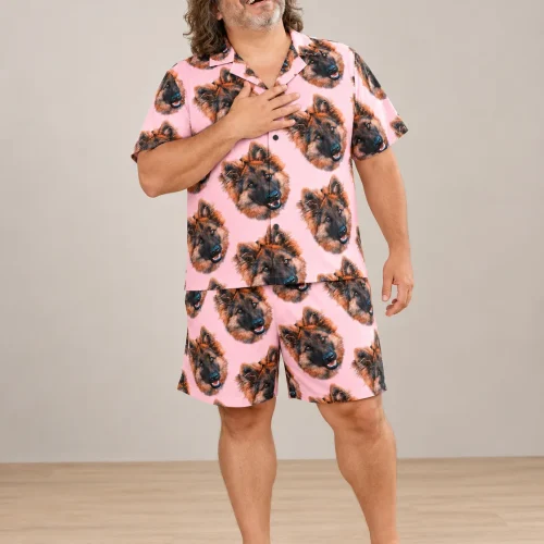 Men's Blush Pink Pajamas with Your Pet's Face