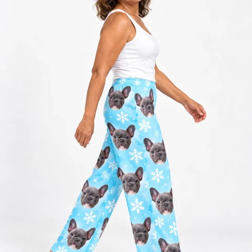 Women's Snowflake Pajama Pants with Your Pet's Face