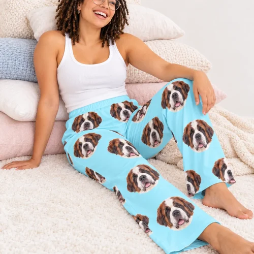 Custom Saint Bernard Pajama Pants for Women