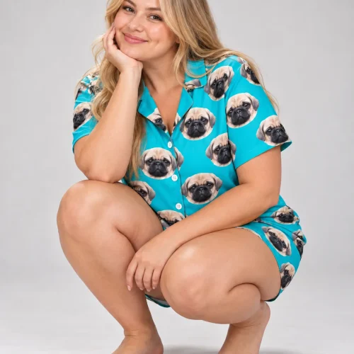 Teal Pajama Set with Your Pet's Face