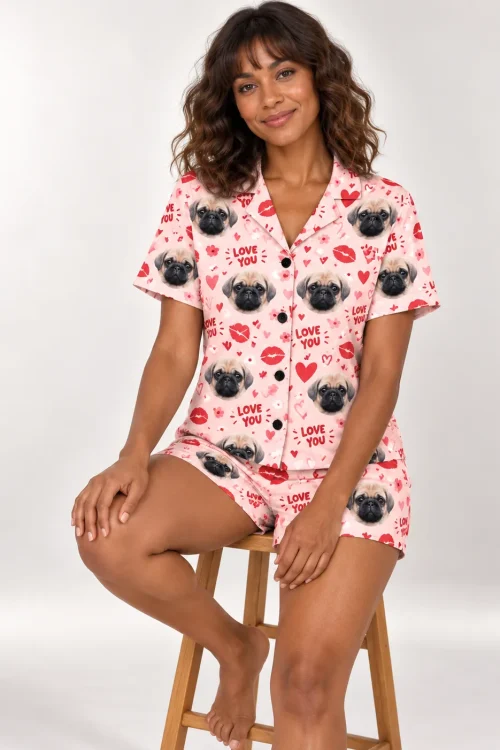 I Love You Valentine's Pajama Set with Your Pet's Face